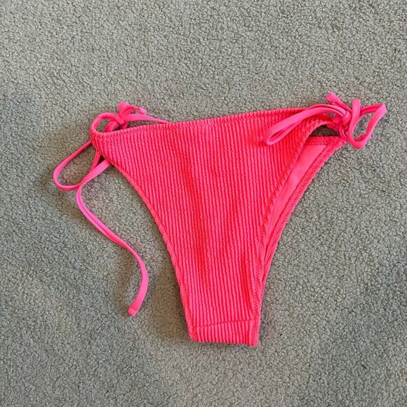 NWT Aerie Crinkle Cheekiest Tie Bikini Bottom Resort Pink Swim Surf Beach Size S - Picture 4 of 5
